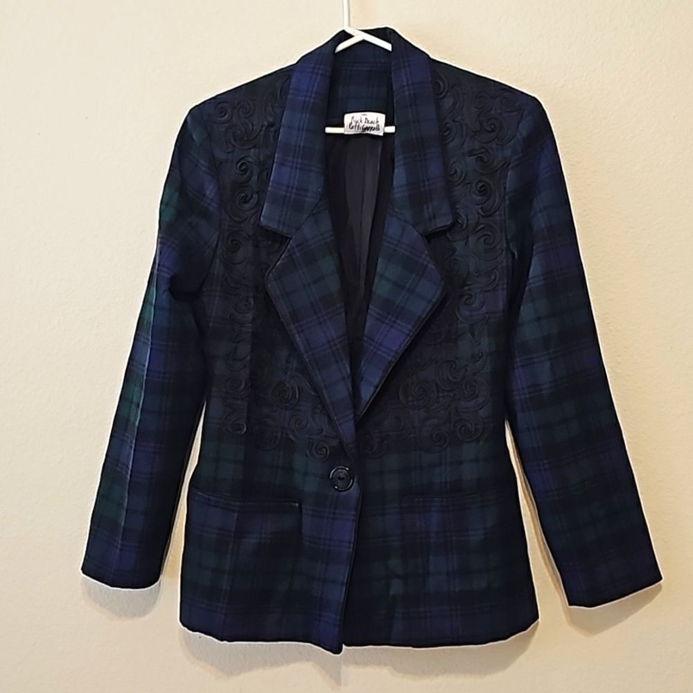 RICK BEACH PATTI CAPPALLI VINTAGE PLAID BLAZER SIZE S